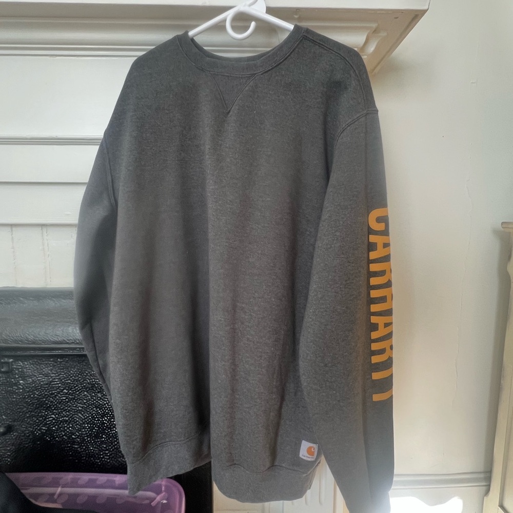 Carhartt Gray Sweatshirt with Yellow Logo